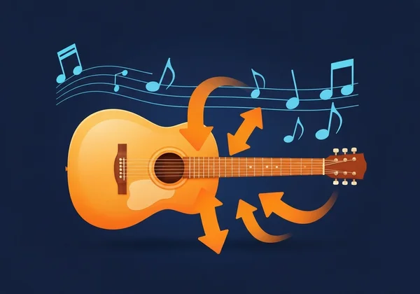 Graphic showing basic guitar strumming patterns with arrows