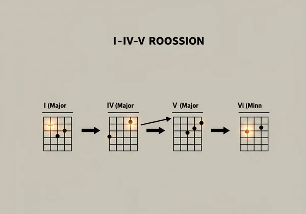 기타에서 I-IV-V-vi 코드 진행 시각화