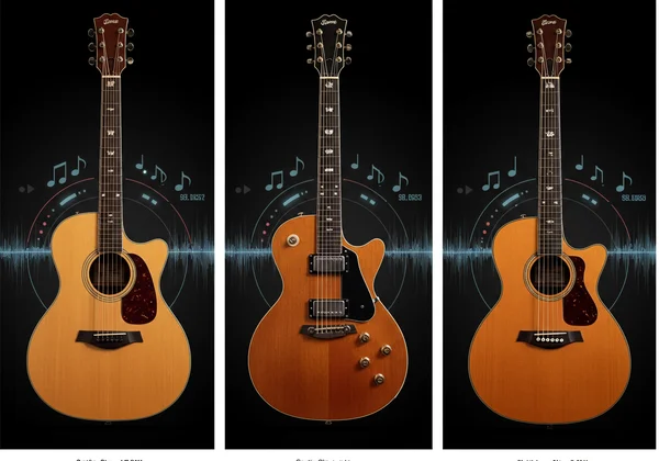 Virtual guitar with options for acoustic, classical tones
